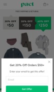 How wearpact.com looks like on a mobile device such as an iPhone.