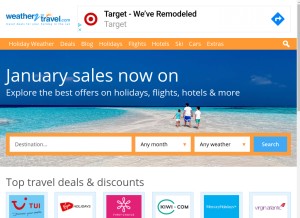 How weather2travel.com looks like on a tablet such as an iPad.