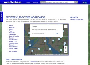 How weatherbase.com looks like on a tablet such as an iPad.