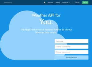 How weatherbit.io looks like on a tablet such as an iPad.