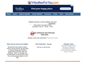 How weatherforyou.net looks like on a tablet such as an iPad.