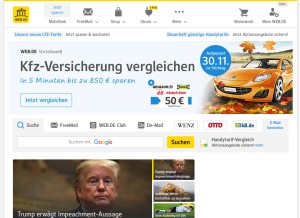How web.de looks like on a tablet such as an iPad.