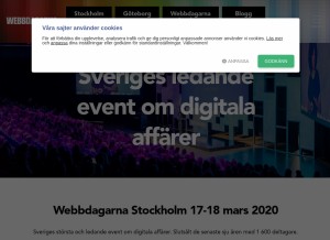How webbdagarna.se looks like on a tablet such as an iPad.