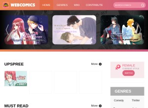 How webcomicsapp.com looks like on a tablet such as an iPad.