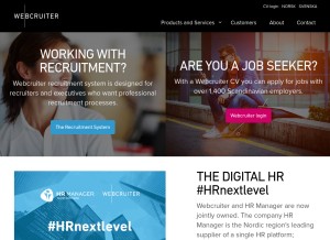 How webcruiter.com looks like on a tablet such as an iPad.