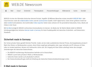 How webde.de looks like on a tablet such as an iPad.
