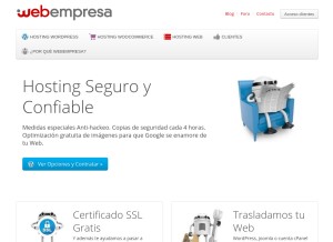 How webempresa.com looks like on a tablet such as an iPad.