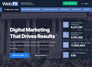 How webfx.com looks like on a tablet such as an iPad.