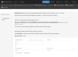 How webhook.site looks like on a tablet such as an iPad.