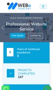 How webocreators.com looks like on a mobile device such as an iPhone.