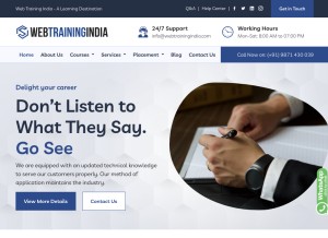 How webtrainingindia.com looks like on a tablet such as an iPad.