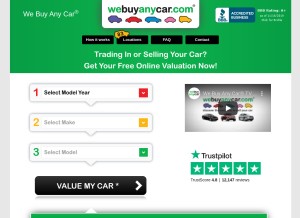 How webuyanycarusa.com looks like on a tablet such as an iPad.
