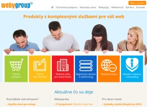 How webygroup.sk looks like on a tablet such as an iPad.