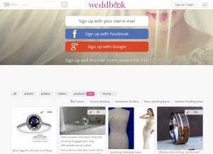 How weddbook.com looks like on a tablet such as an iPad.