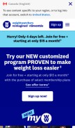 How weightwatchers.ca looks like on a mobile device such as an iPhone.