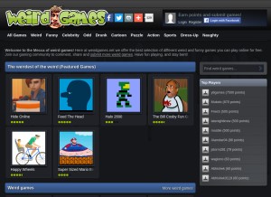How weirdgames.net looks like on a tablet such as an iPad.