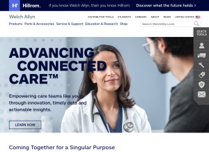 How welchallyn.com looks like on a tablet such as an iPad.