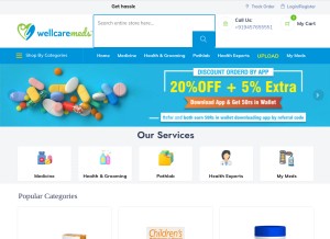 How wellcaremeds.com looks like on a tablet such as an iPad.
