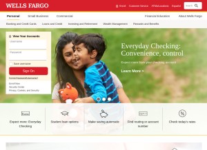 How wellsfargo.com looks like on a tablet such as an iPad.