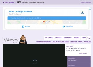 How wendyshow.com looks like on a tablet such as an iPad.