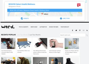 How werd.com looks like on a tablet such as an iPad.