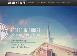 How wesleychapel.org looks like on a tablet such as an iPad.