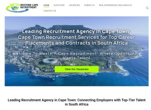How westerncaperecruitment.co.za looks like on a tablet such as an iPad.