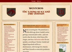 How westeros.org looks like on a tablet such as an iPad.