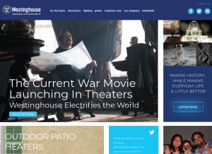 How westinghouse.com looks like on a tablet such as an iPad.