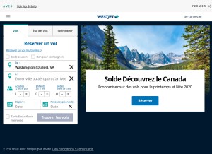 How westjet.com looks like on a tablet such as an iPad.