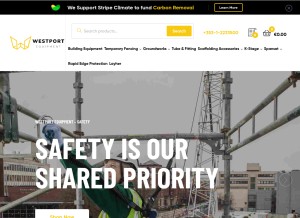 How westportequipment.com looks like on a tablet such as an iPad.