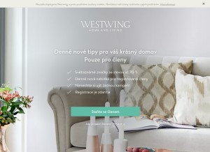 How westwing.cz looks like on a tablet such as an iPad.