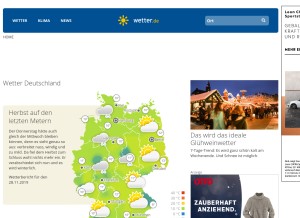 How wetter.de looks like on a tablet such as an iPad.