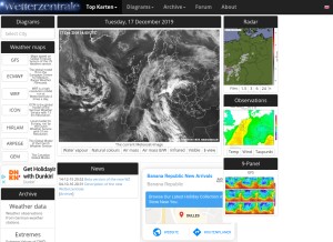How wetterzentrale.de looks like on a tablet such as an iPad.