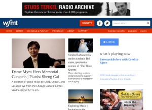 How wfmt.com looks like on a tablet such as an iPad.