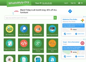 How whatismyip.org looks like on a tablet such as an iPad.