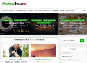 How whatsappstatusline.com looks like on a tablet such as an iPad.