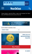 How whatsonstage.com looks like on a mobile device such as an iPhone.