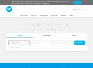 How whatuni.com looks like on a tablet such as an iPad.