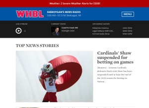 How whbl.com looks like on a tablet such as an iPad.