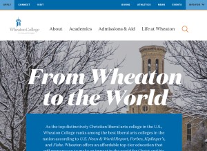How wheaton.edu looks like on a tablet such as an iPad.