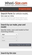 How wheel-size.com looks like on a mobile device such as an iPhone.