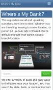How wheresmybank.com looks like on a mobile device such as an iPhone.