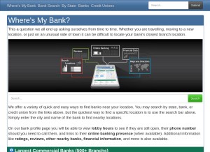 How wheresmybank.com looks like on a tablet such as an iPad.