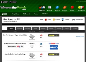 How wheresthematch.com looks like on a tablet such as an iPad.