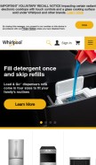 How whirlpool.com looks like on a mobile device such as an iPhone.