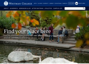 How whitman.edu looks like on a tablet such as an iPad.