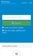How whoeasy.com looks like on a mobile device such as an iPhone.
