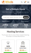 How whois.com looks like on a mobile device such as an iPhone.