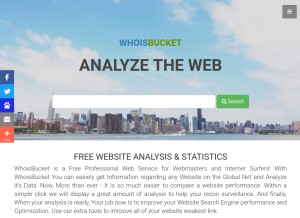 How whoisbucket.com looks like on a tablet such as an iPad.